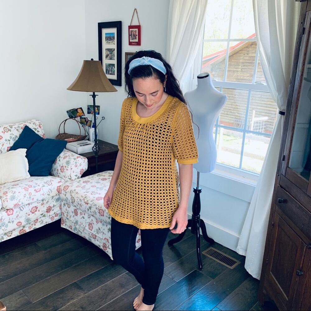 Anthropologie Mustard Yellow Tunic Top, Size XS